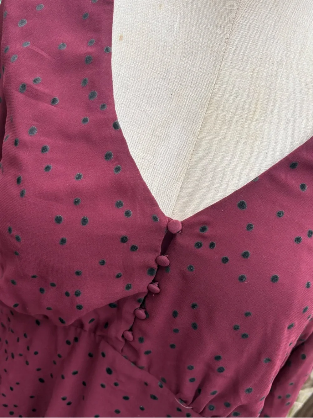 Forever 21+ Burgundy Black Polka Dot Long Sleeve Dress Women’s Plus Size 3X